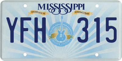 MS license plate YFH315