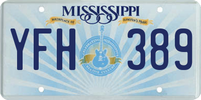 MS license plate YFH389