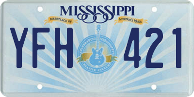 MS license plate YFH421