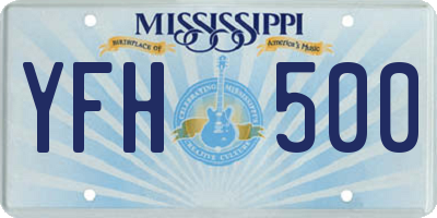 MS license plate YFH500