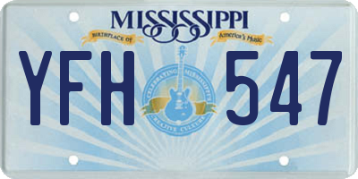 MS license plate YFH547