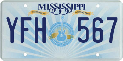 MS license plate YFH567