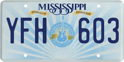 MS license plate YFH603