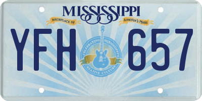 MS license plate YFH657