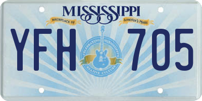 MS license plate YFH705