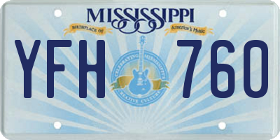 MS license plate YFH760