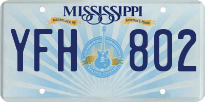 MS license plate YFH802