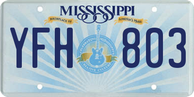 MS license plate YFH803