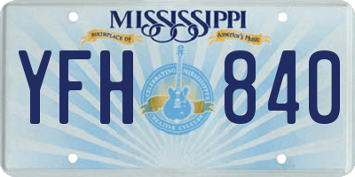 MS license plate YFH840