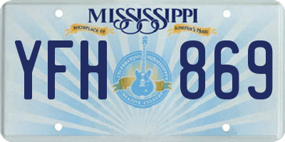 MS license plate YFH869