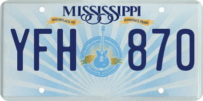 MS license plate YFH870