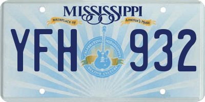 MS license plate YFH932