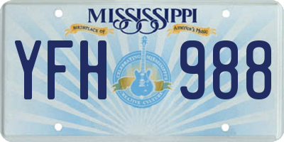 MS license plate YFH988