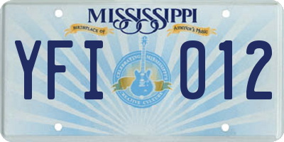 MS license plate YFI012