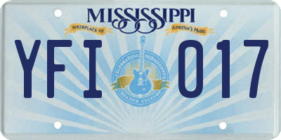 MS license plate YFI017