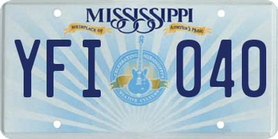 MS license plate YFI040