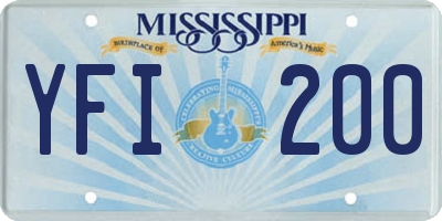MS license plate YFI200