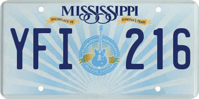 MS license plate YFI216