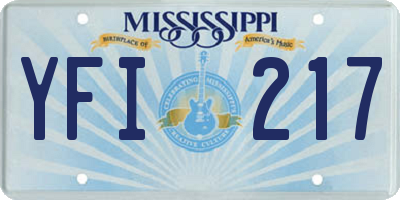 MS license plate YFI217