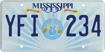 MS license plate YFI234