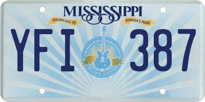 MS license plate YFI387