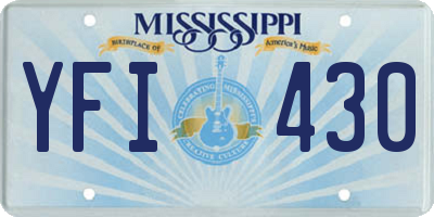 MS license plate YFI430