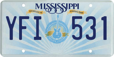 MS license plate YFI531