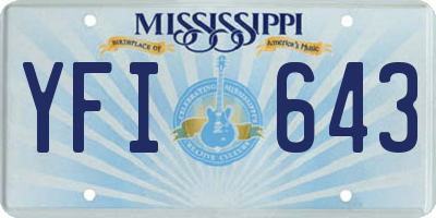 MS license plate YFI643