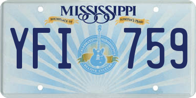 MS license plate YFI759