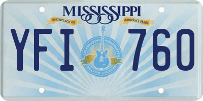 MS license plate YFI760