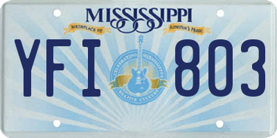 MS license plate YFI803