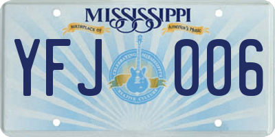 MS license plate YFJ006