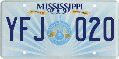 MS license plate YFJ020