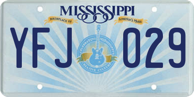 MS license plate YFJ029