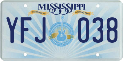 MS license plate YFJ038