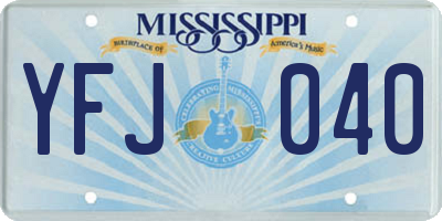 MS license plate YFJ040