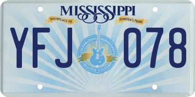 MS license plate YFJ078