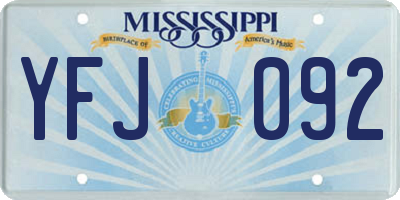 MS license plate YFJ092