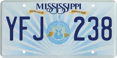 MS license plate YFJ238