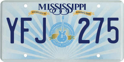 MS license plate YFJ275