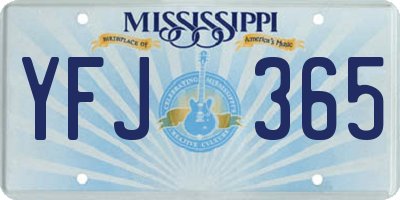 MS license plate YFJ365