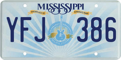 MS license plate YFJ386
