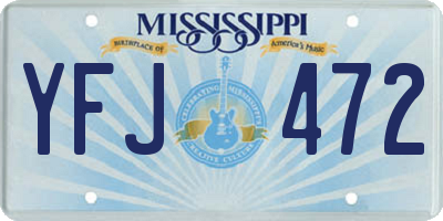 MS license plate YFJ472