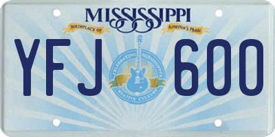 MS license plate YFJ600