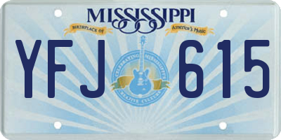 MS license plate YFJ615