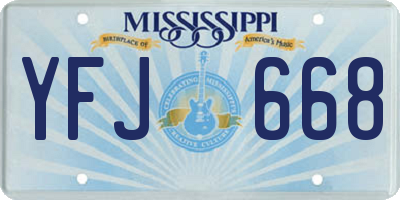 MS license plate YFJ668