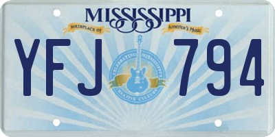 MS license plate YFJ794