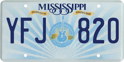 MS license plate YFJ820