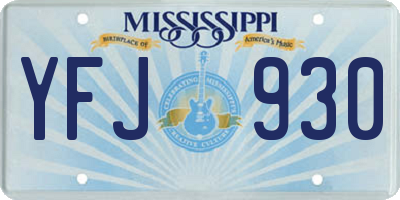 MS license plate YFJ930