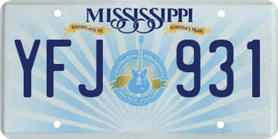 MS license plate YFJ931